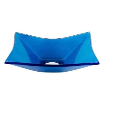 Cuba de Vidro Retangular 39cm Azul Escuro