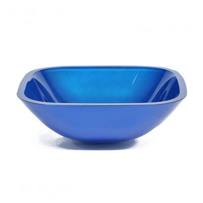 Cuba de Vidro Quadrada 35cm Azul Escuro