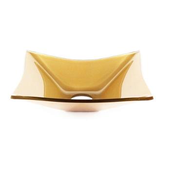 Cuba de Vidro Retangular 39cm Dourado Real