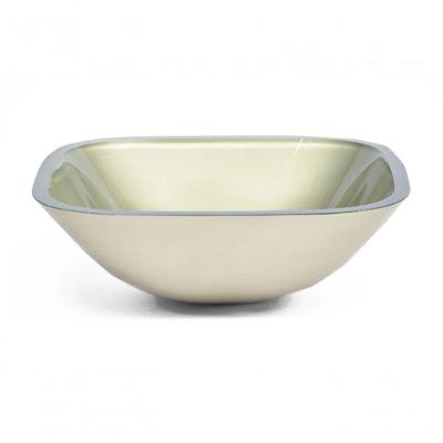 Cuba de Vidro Quadrada 35cm Champanhe