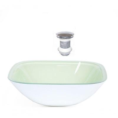 Cuba de Vidro Quadrada 35cm Branco + Valvula Click