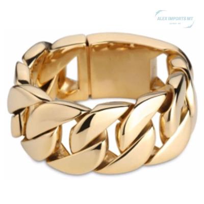 Pulseira Masculinha 18k Banhada A Ouro Ultra Grossa Inglesa
