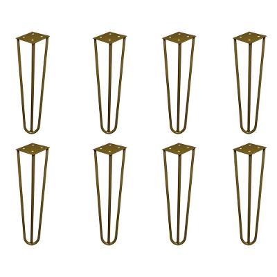 Kit 8 Pés De Metal 25 Cm Hairpin Legs Rack Puffs Dourado