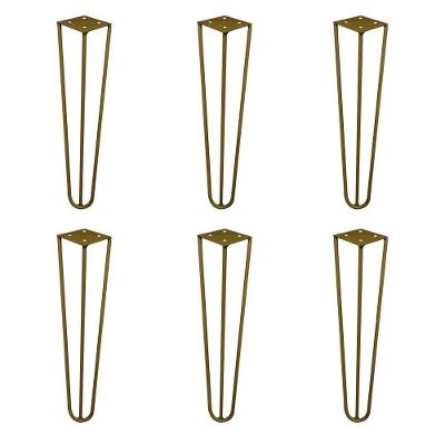 Kit 6 Pés De Metal 30 Cm Mesa De Canto Rack E Puffs Dourado