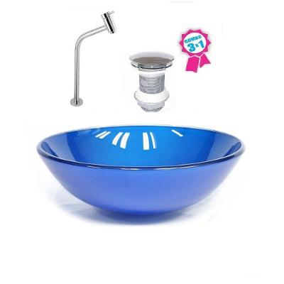 Cuba Redonda 35cm Azul Escuro Válvula Click Torneira Metal