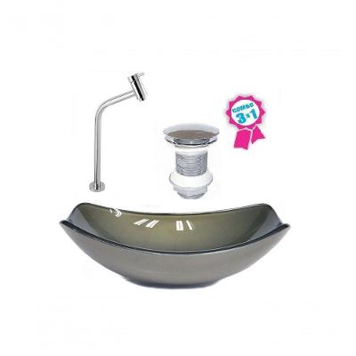 Cuba Oval Chanfrada 46cm Ouro Envelhecido Válvula Torneira