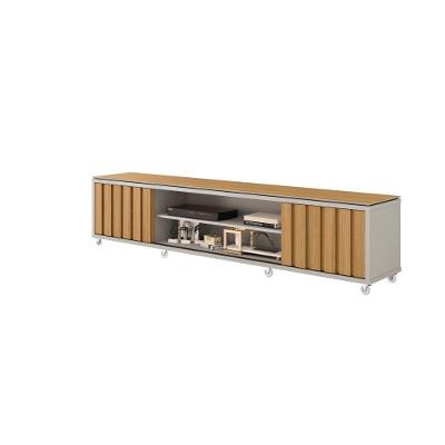 Rack Para Tv Até 70" 2 Portas Ripadas Roma 220cm Cor:fendi E Freijó Fendi E Freijó