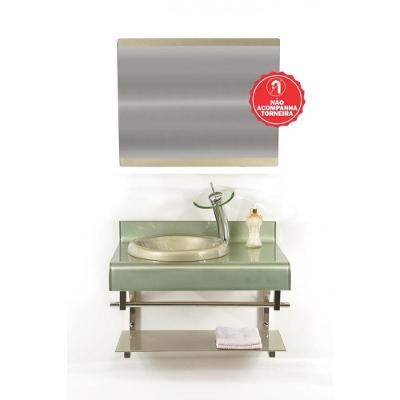 Gabinete De Vidro 60cm Full Curvado Duplo Inox Champanhe