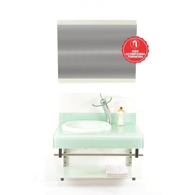 Gabinete De Vidro 60cm Full Curvado Duplo Inox Branco