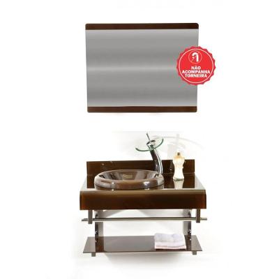 Gabinete De Vidro 60cm Full Curvado Duplo Inox Marrom