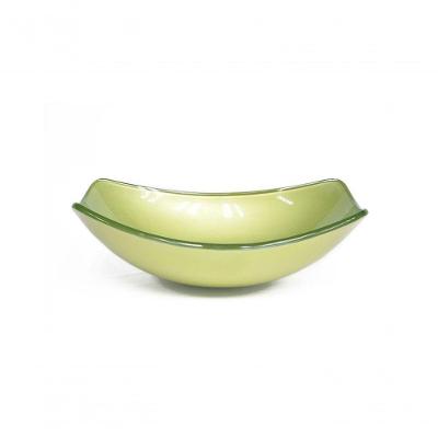 Cuba de Vidro Oval Chanfrada 46cm Verde Oliva