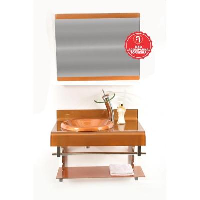 Gabinete De Vidro 60cm Full Curvado Duplo Inox Dourado Real