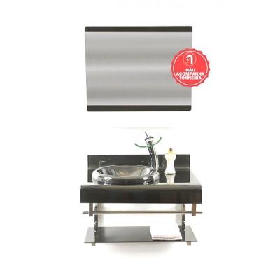 Gabinete De Vidro 60cm Full Curvado Duplo Inox Grafite