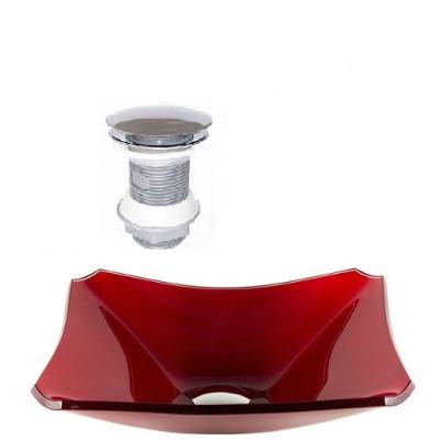 Cuba Vidro Retangular Chanfrada 37cm Vermelho Cereja Válvula