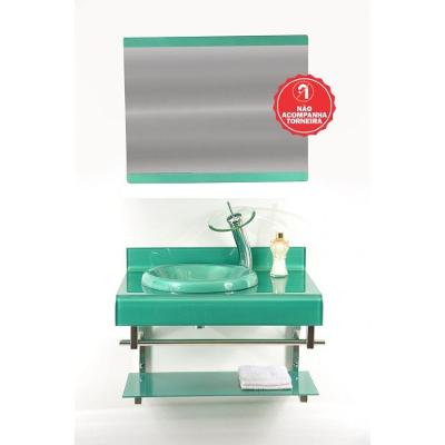 Gabinete De Vidro 60cm Full Curvado Duplo Inox Verde