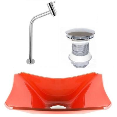 Cuba Vidro Retangular 37cm Vermelho Ferrari Válvula Torneira
