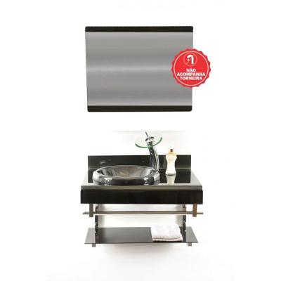 Gabinete De Vidro 60cm Full Curvado Duplo Inox Preto