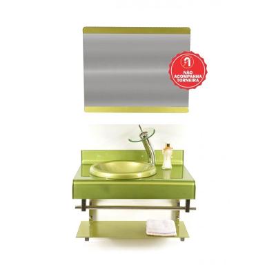 Gabinete De Vidro 60cm Full Curvado Duplo Inox Verde Oliva