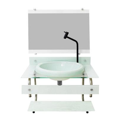Gabinete De Vidro Itxx 60cm Inox Branco Torneira Metal Preta