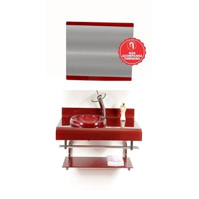 Gabinete Vidro 60cm Full Curvado Duplo Inox Vermelho Cereja