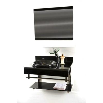 Gabinete De Vidro 70cm Full Curvado Duplo Inox Preto