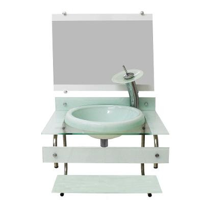 Gabinete Com Cuba Para Banheiro De Vidro Itxx 60cm Inox - Branco