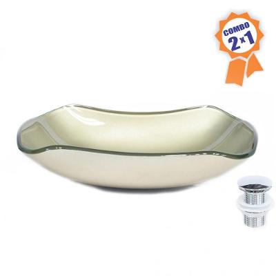 Cuba Vidro Retangular Abaulada 45cm Champanhe Válvula Click