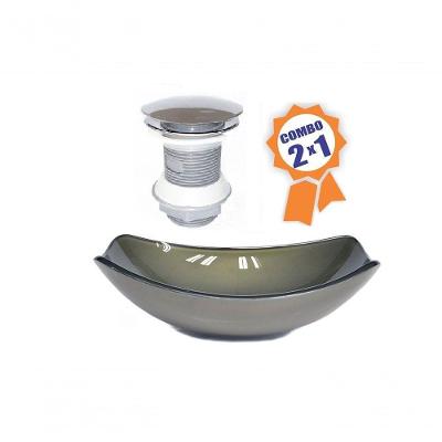 Cuba Oval Chanfrada 51cm Ouro Envelhecido Válvula Click