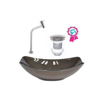 Cuba Oval Chanfrada 51cm Marrom Válvula Click Torneira Metal