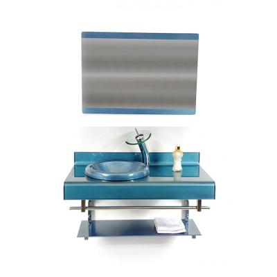 Gabinete De Vidro 90cm Full Curvado Duplo Inox Azul