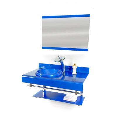 Gabinete De Vidro 90cm Full Curvado Duplo Inox Azul Escuro