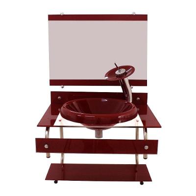 Gabinete com Cuba De Vidro Itxx 60cm Inox Vermelho Cereja