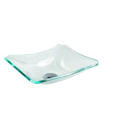 Cuba de Vidro Retangular Chanfrada 39cm Jateada