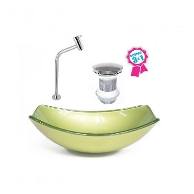 Cuba Oval Chanfrada 51cm Verde Oliva Válvula Click Torneira