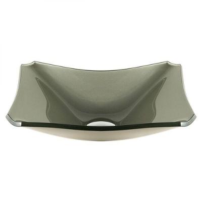 Cuba de Vidro Retangular Chanfrada 39cm Champanhe