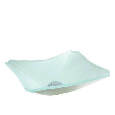Cuba de Vidro Retangular Chanfrada 39cm Branco