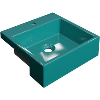 Cuba Semi Encaixe Quadrada C01 Banheiro Xq355 Azul Turquesa