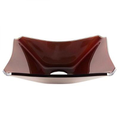 Cuba de Vidro Retangular Chanfrada 39cm Marrom