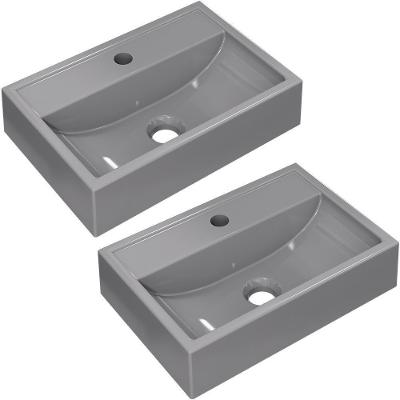 Kit 02 Cubas De Apoio Banheiro Lavabo C01 Q450 Cinza