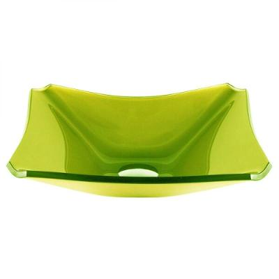Cuba de Vidro Retangular Chanfrada 39cm Verde Oliva