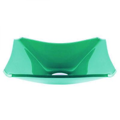 Cuba De Vidro Retangular Chanfrada 39cm Verde