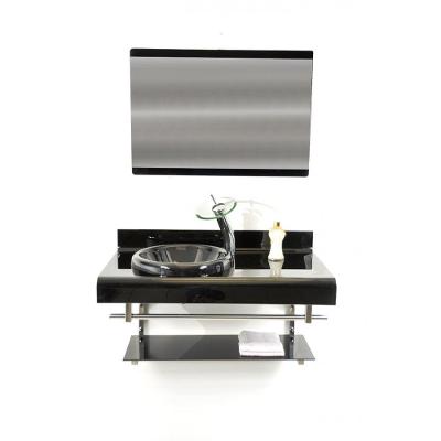 Gabinete De Vidro 90cm Full Curvado Duplo Inox Preto