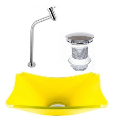 Cuba Vidro Retangular Chanfrada 37 Amarelo Válvula Torneira