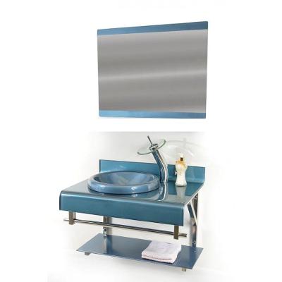 Gabinete De Vidro 70cm Full Curvado Duplo Inox Azul