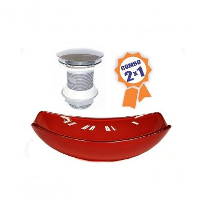 Cuba Vidro Oval Chanfrada 46cm Vermelho Cereja Válvula Click