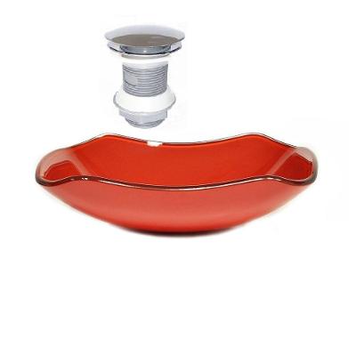 Cuba de Vidro Abaulada 51cm Vermelho Ferrari + Valvula Click