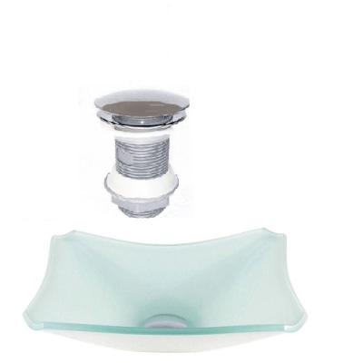 Cuba De Vidro Retangular Chanfrada 37cm Branco Válvula Click