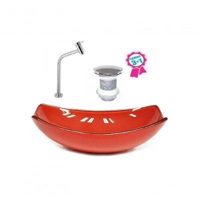 Cuba Oval Chanfrada 46cm Vermelho Ferrari Válvula Torneira