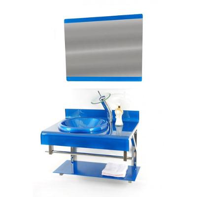 Gabinete De Vidro 70cm Full Curvado Duplo Inox Azul Escuro