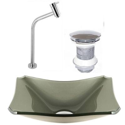 Cuba Vidro Retangular 37cm Champanhe Válvula Click Torneira
